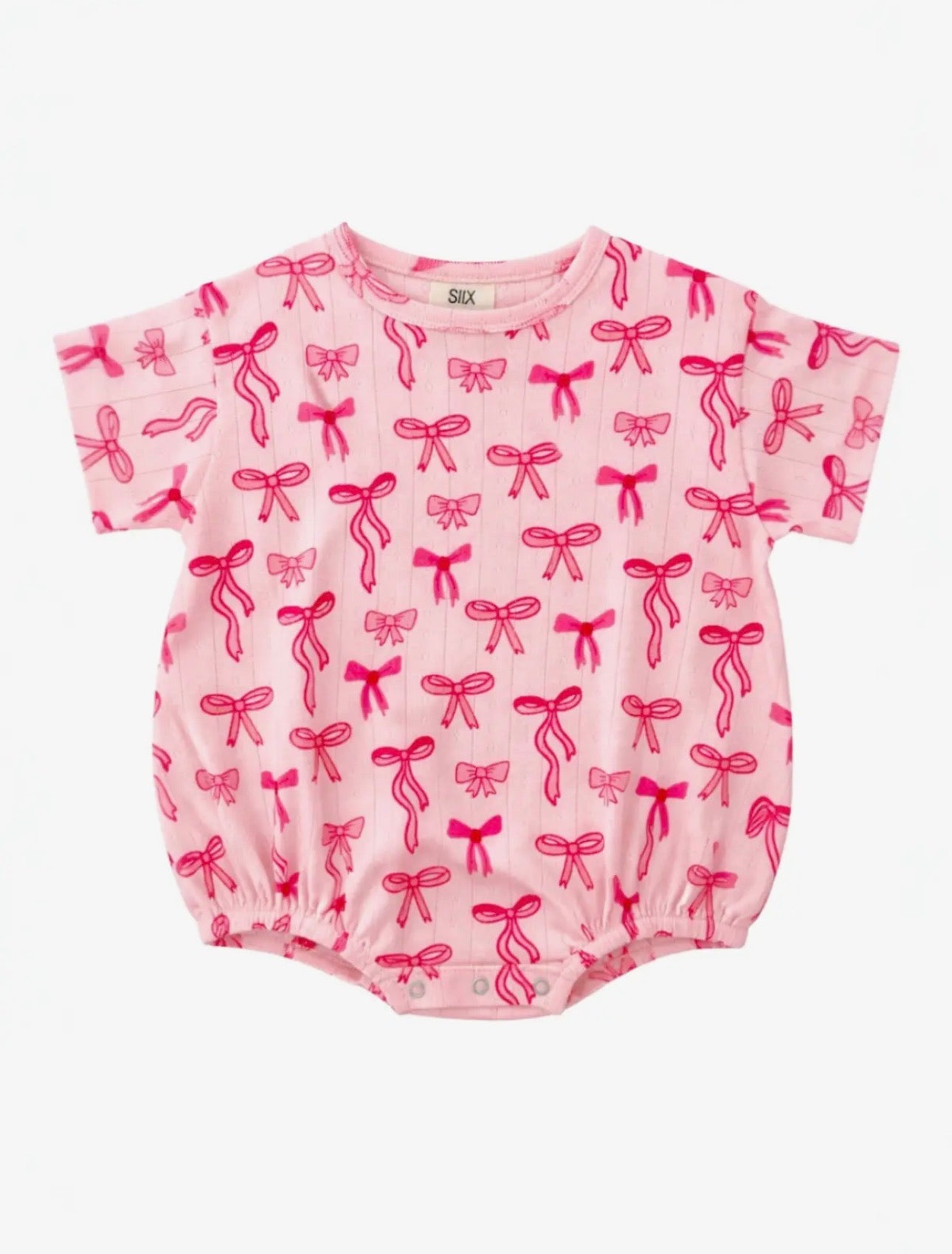 The Shimmer Shack Pink Bows Pointelle Tshirt Bubble