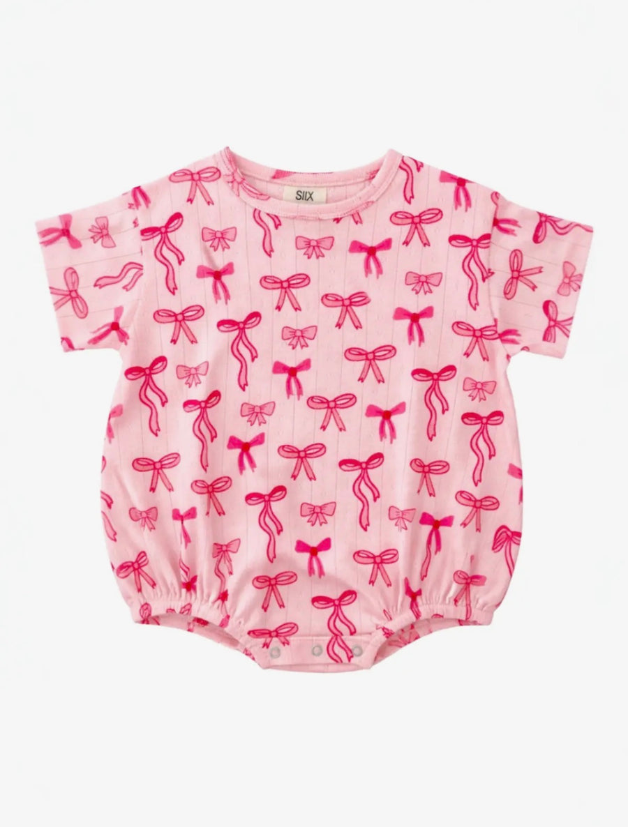 The Shimmer Shack Pink Bows Pointelle Tshirt Bubble