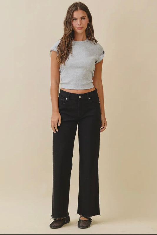 AEMI+CO Black Wide Leg Jean