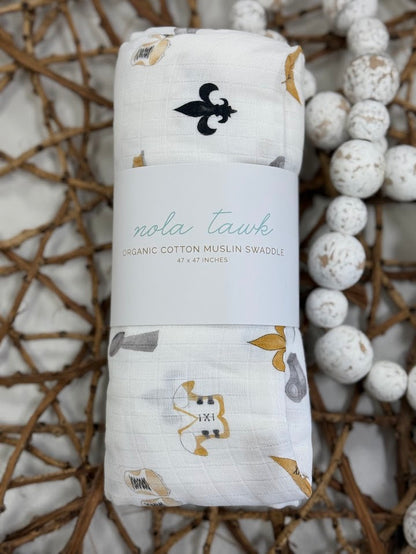 Let's go Saints Organic Muslin Blanket