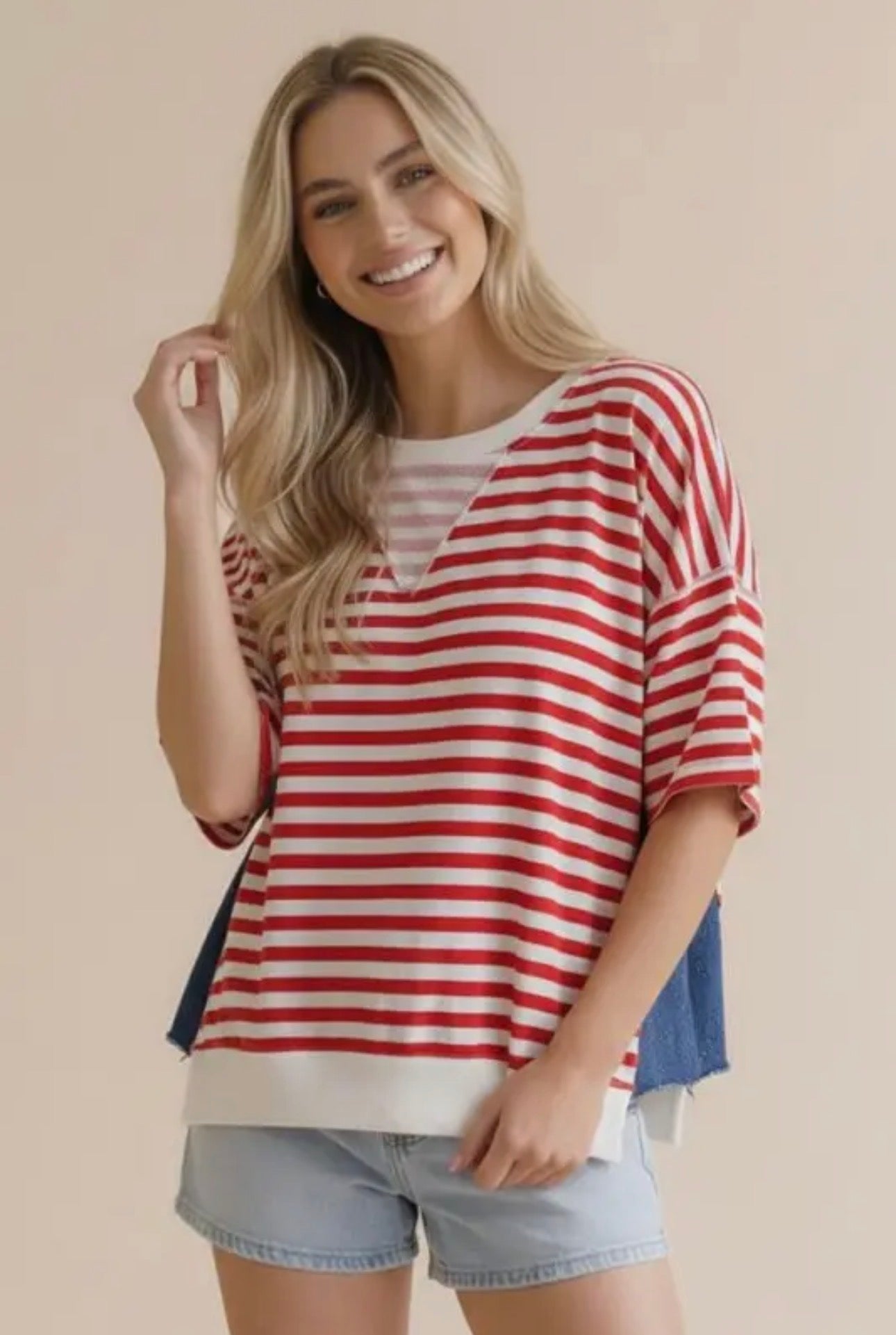 The Shimmer Shack Striped Oversized Shirt