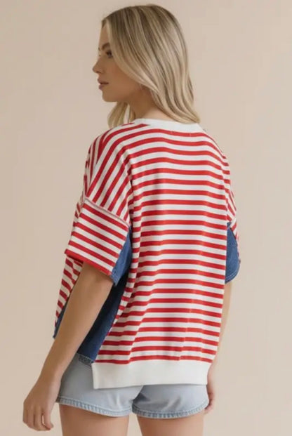 The Shimmer Shack Striped Oversized Shirt