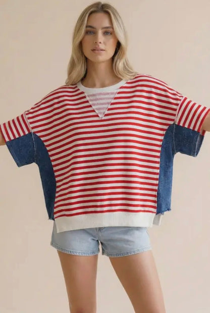 The Shimmer Shack Striped Oversized Shirt
