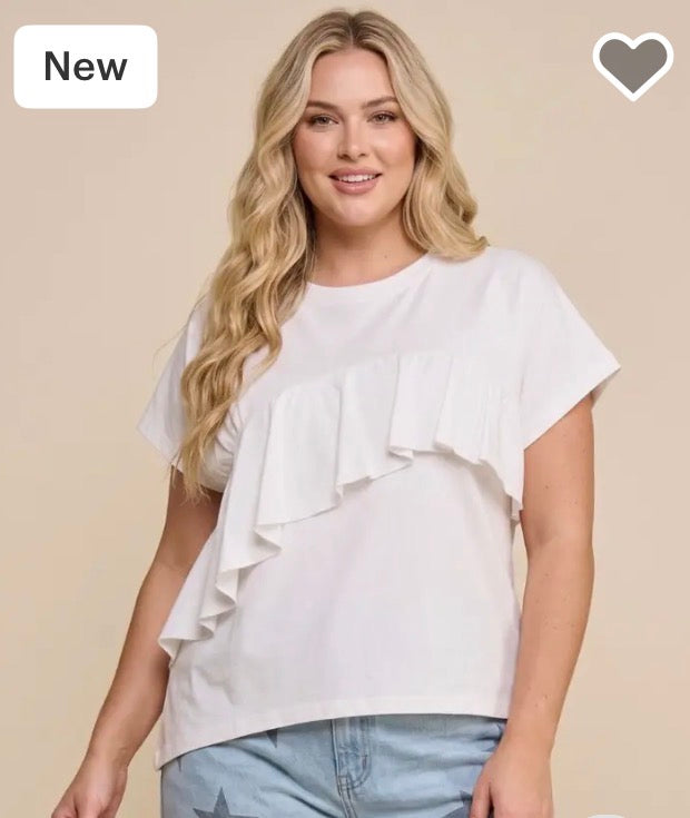 The Shimmer Shack White Ruffle Tee