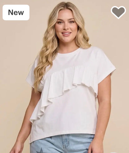 The Shimmer Shack White Ruffle Tee