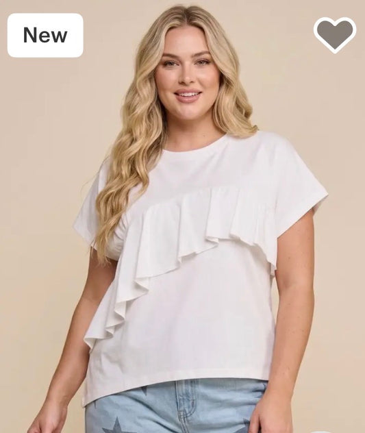 The Shimmer Shack White Ruffle Tee