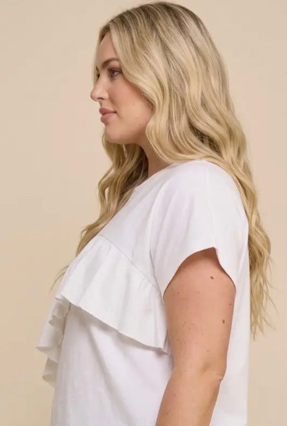 The Shimmer Shack White Ruffle Tee