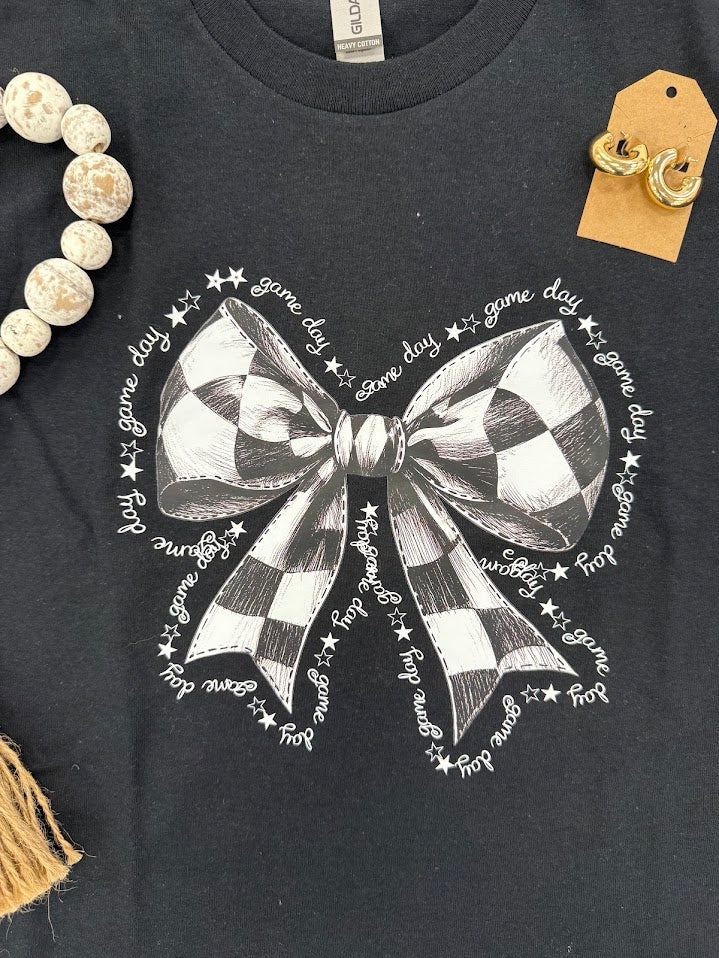 Soccer Checkered Bow T-Shirt