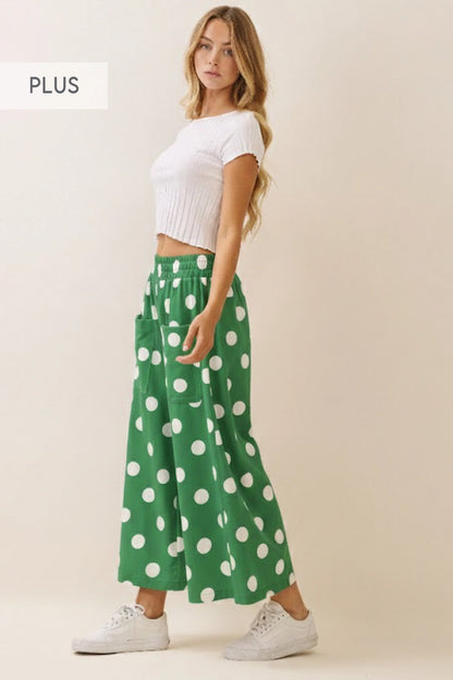 The Shimmer Shack Oddi PLUS Polka Dot Pants Green