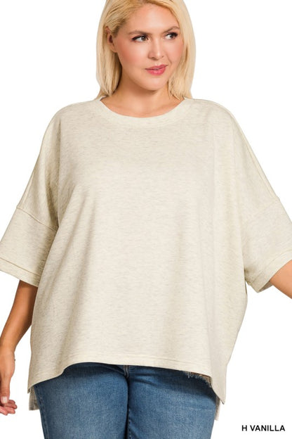 The Shimmer Shack PLUS Scuba Top with Side Slits H. Vanilla