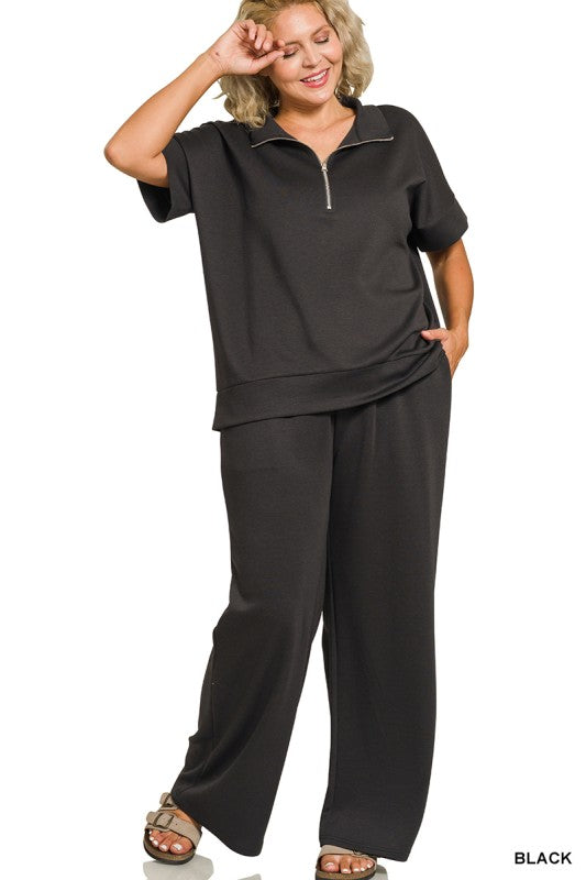 The Shimmer Shack PLUS Scuba Half Zip Set Black