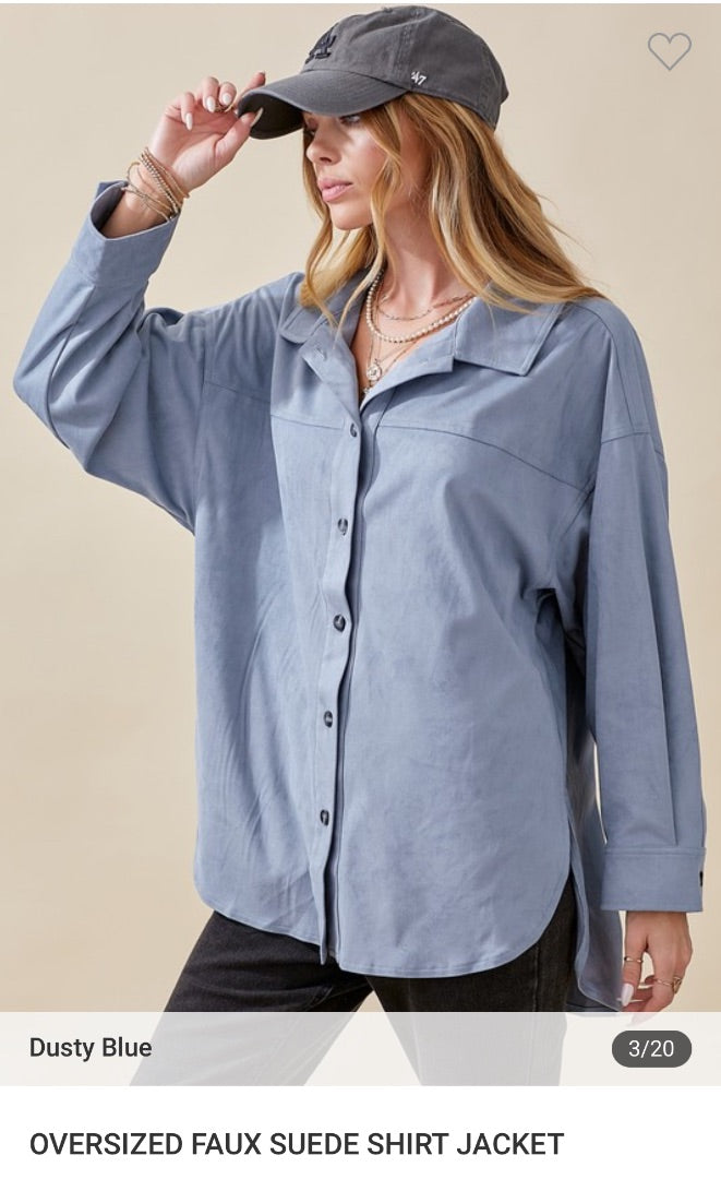 Faux Suede Button Up