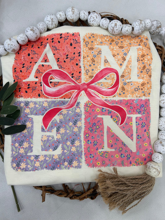 Floral Amen Bow T-Shirt