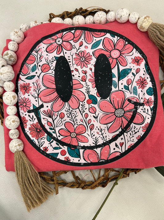 Floral Smiley Face T-Shirt