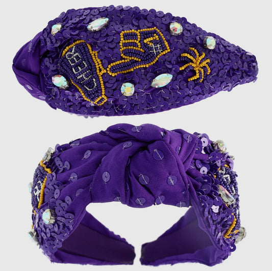 ootball Headband Purple/Gold