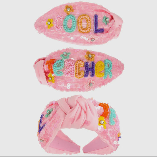 Pink Sequin Cool Teacher Headband