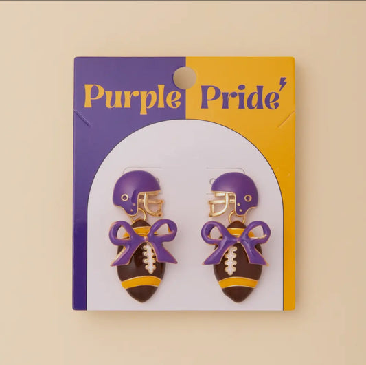 Purple Pride Football Earrings