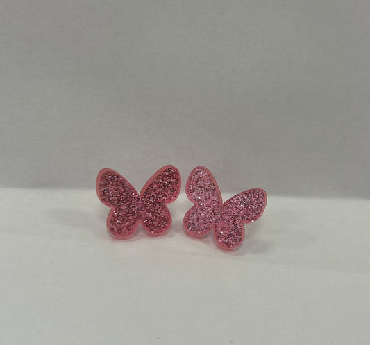 Pink Butterfly Stud Earrings