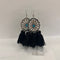 Silver Flower Earrings with Dangling Black Tassels