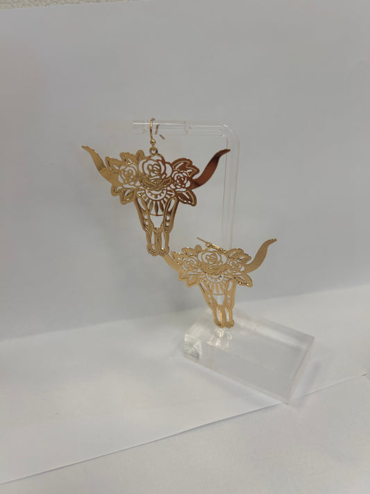 Gold Longhorn Earrings