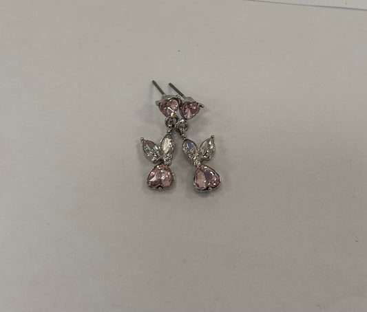 Pink Stone and Diamond Earrings