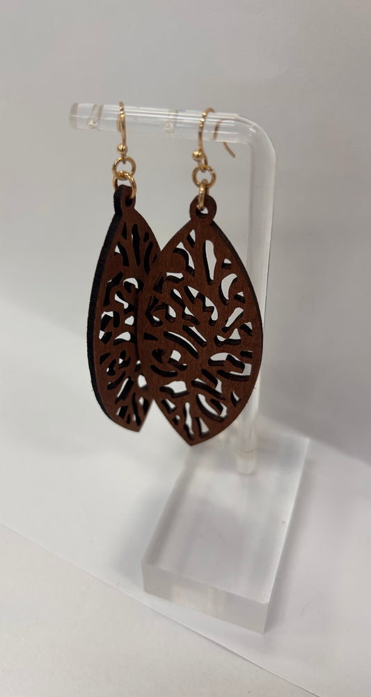 Wooden Leaf Earrings