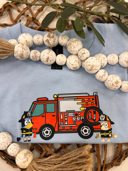 Kids Bluey Firetruck T-Shirt