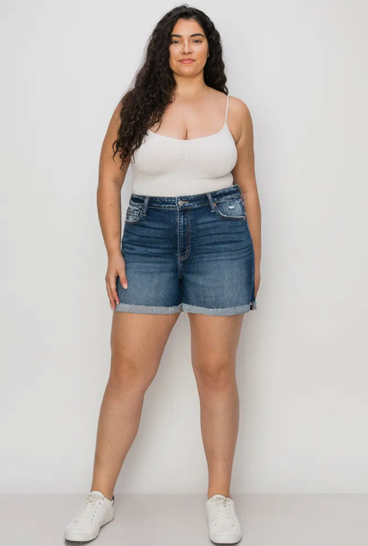 Denim Artemis Vintage PLUS High Rise Stretch Cuff Shorts, 18W