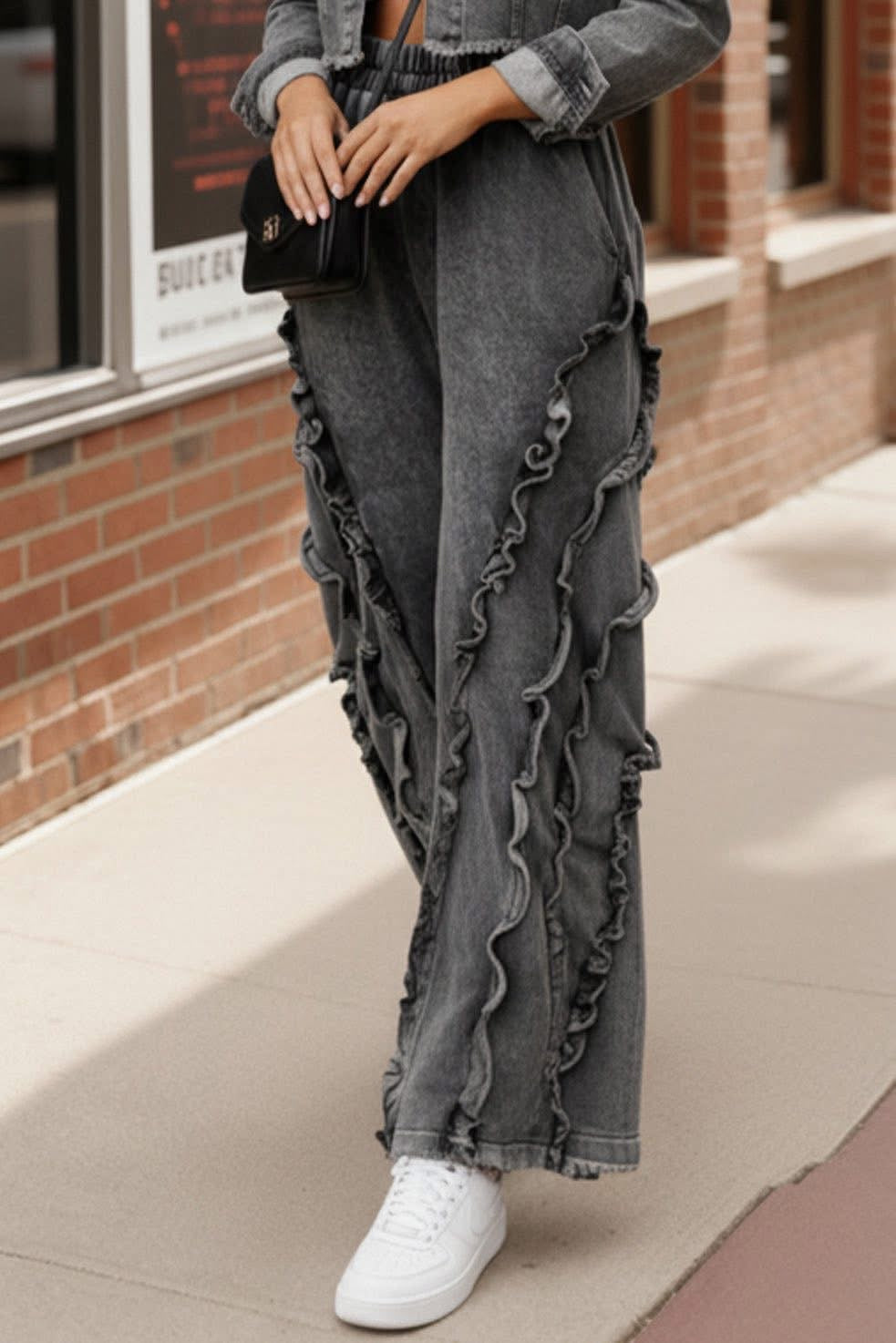 The Shimmer Shack PLUS Frill Bell Bottom Mineral Wash Pants