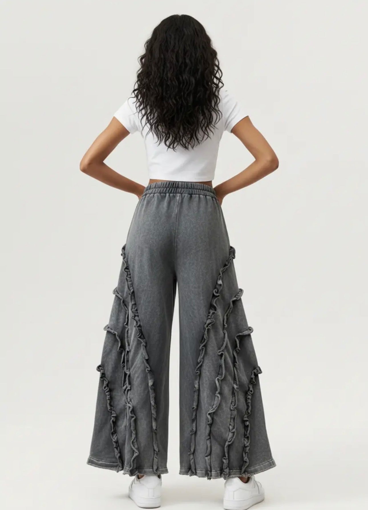 The Shimmer Shack PLUS Frill Bell Bottom Mineral Wash Pants