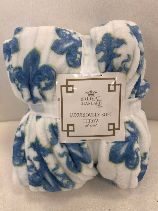 Blue Fleur de Lis Throw Blanket
