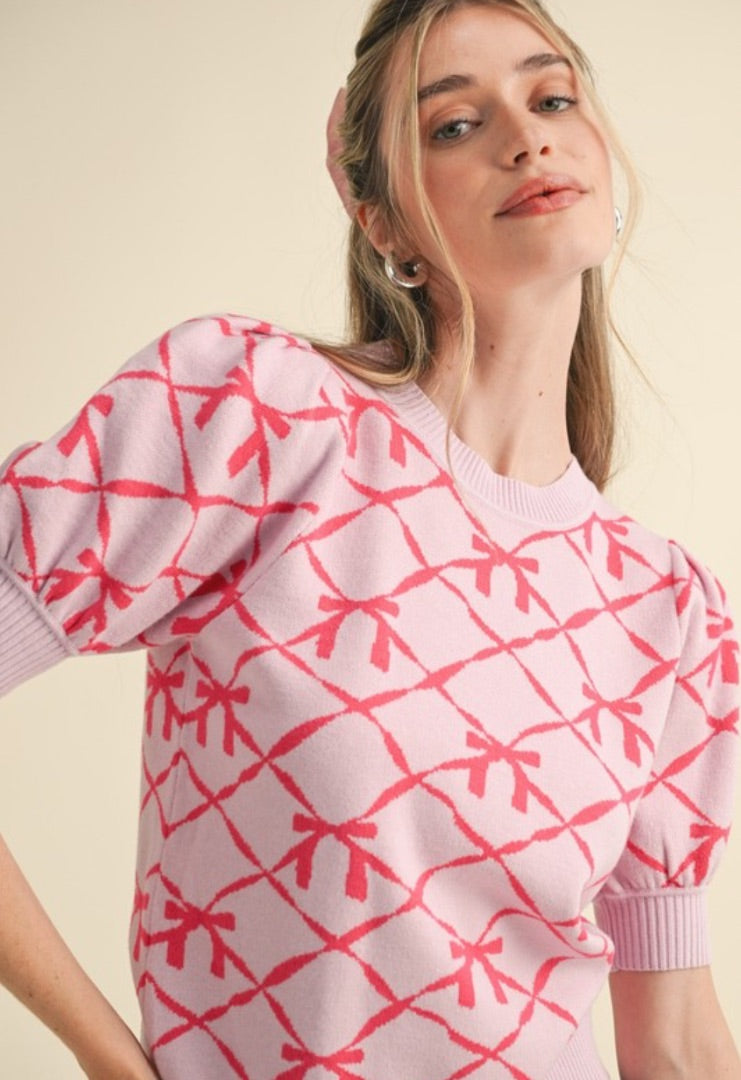 &Merci Pink Bow Sweater
