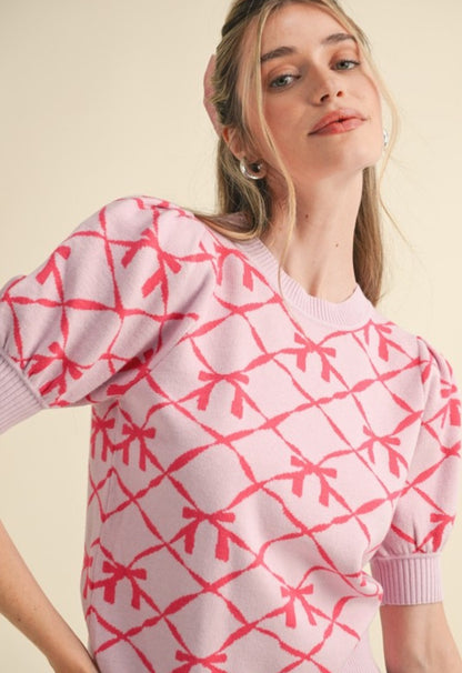 &Merci Pink Bow Sweater