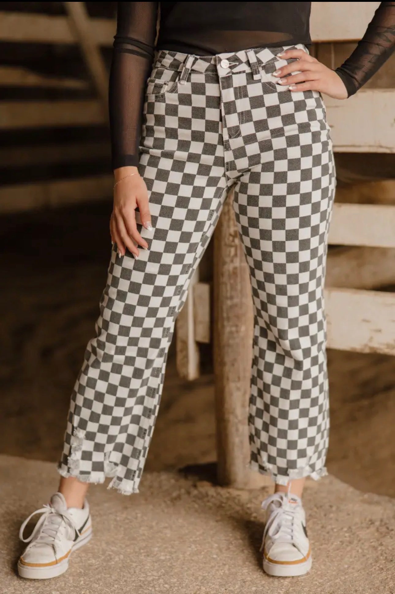 The Shimmer Shack Checkered Jeans