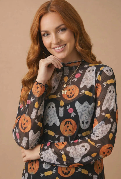 The Shimmer Shack PLUS Halloween Mesh Top