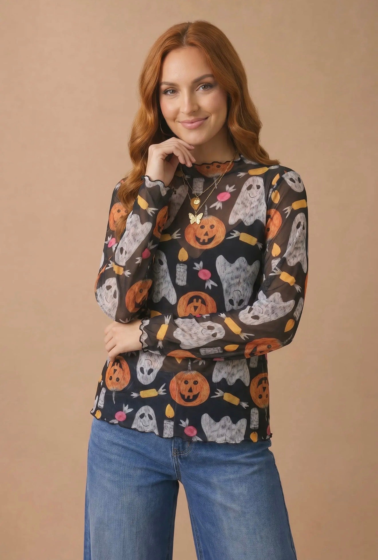 The Shimmer Shack PLUS Halloween Mesh Top