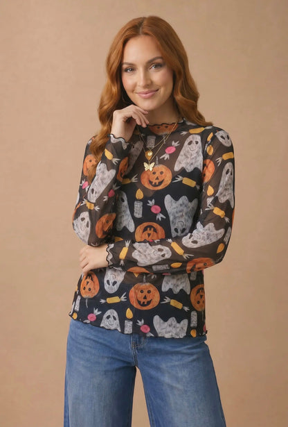 The Shimmer Shack PLUS Halloween Mesh Top