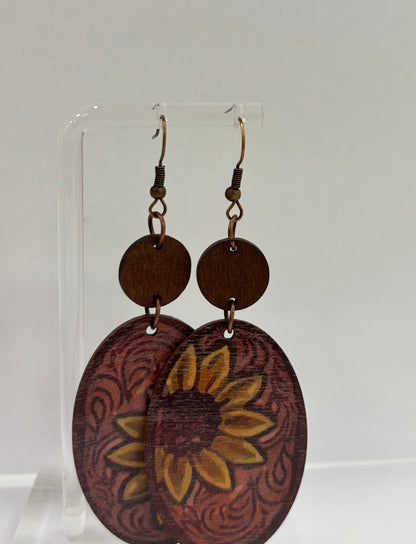 Sunflower Wooden Earrings