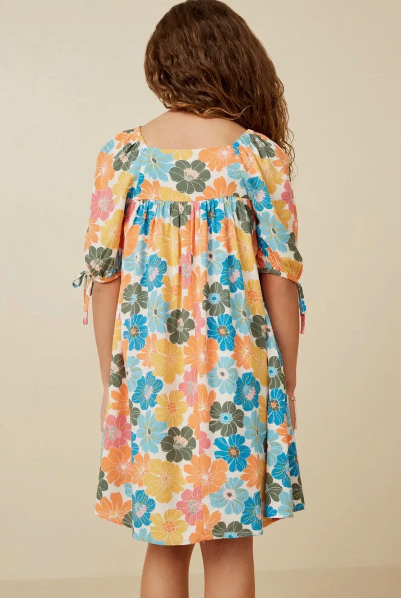 Tween Earthy Floral Pink Mix Dress