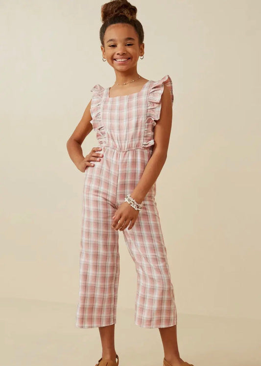 The Shimmer Shack Tween Plaid Jumpsuit