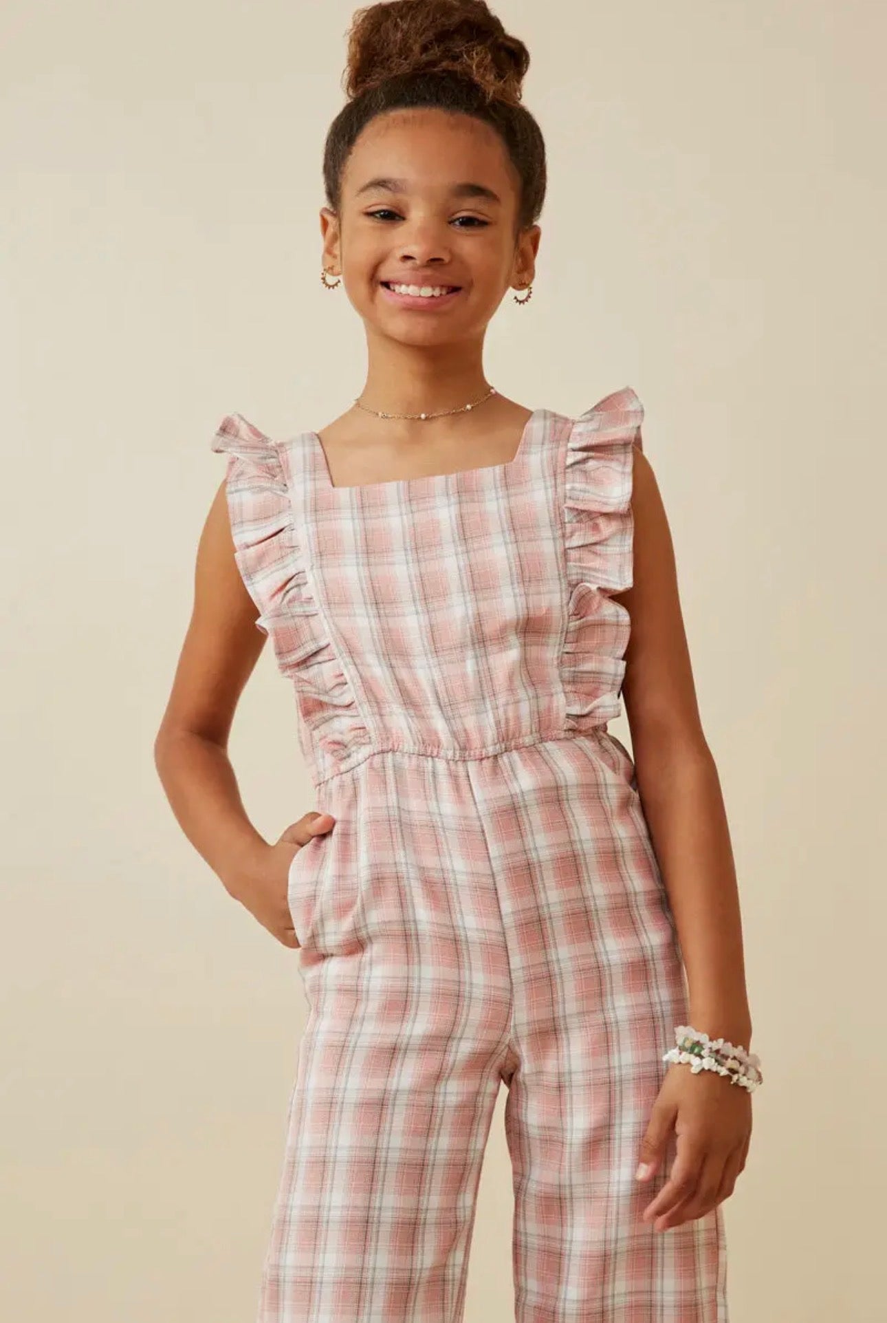 The Shimmer Shack Tween Plaid Jumpsuit