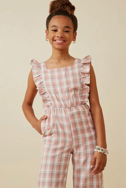 The Shimmer Shack Tween Plaid Jumpsuit