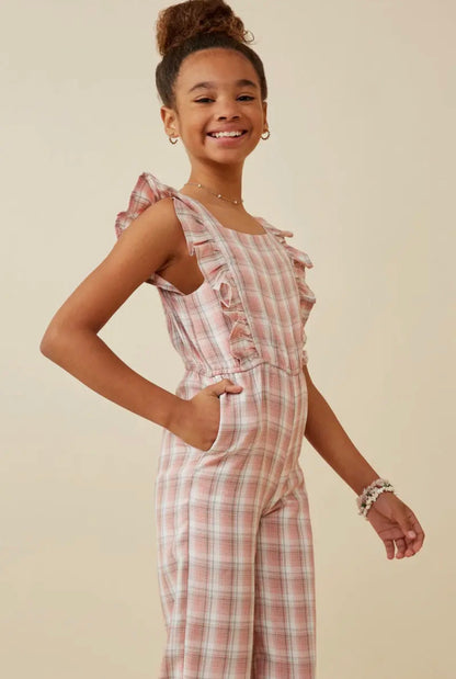 The Shimmer Shack Tween Plaid Jumpsuit