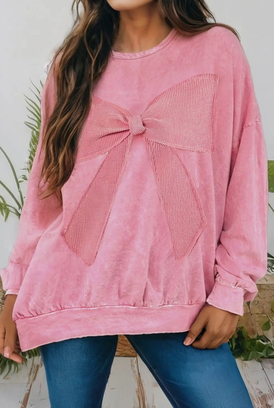The Shimmer Shack Mineralwash Bow Sweatshirt