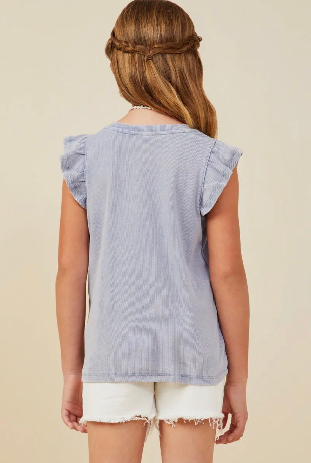 The Shimmer Shack Tween Washed Ribbed Top