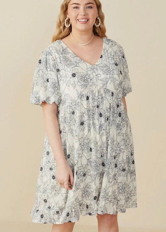 The Shimmer Shack PLUS Jewel Studded Floral Dress