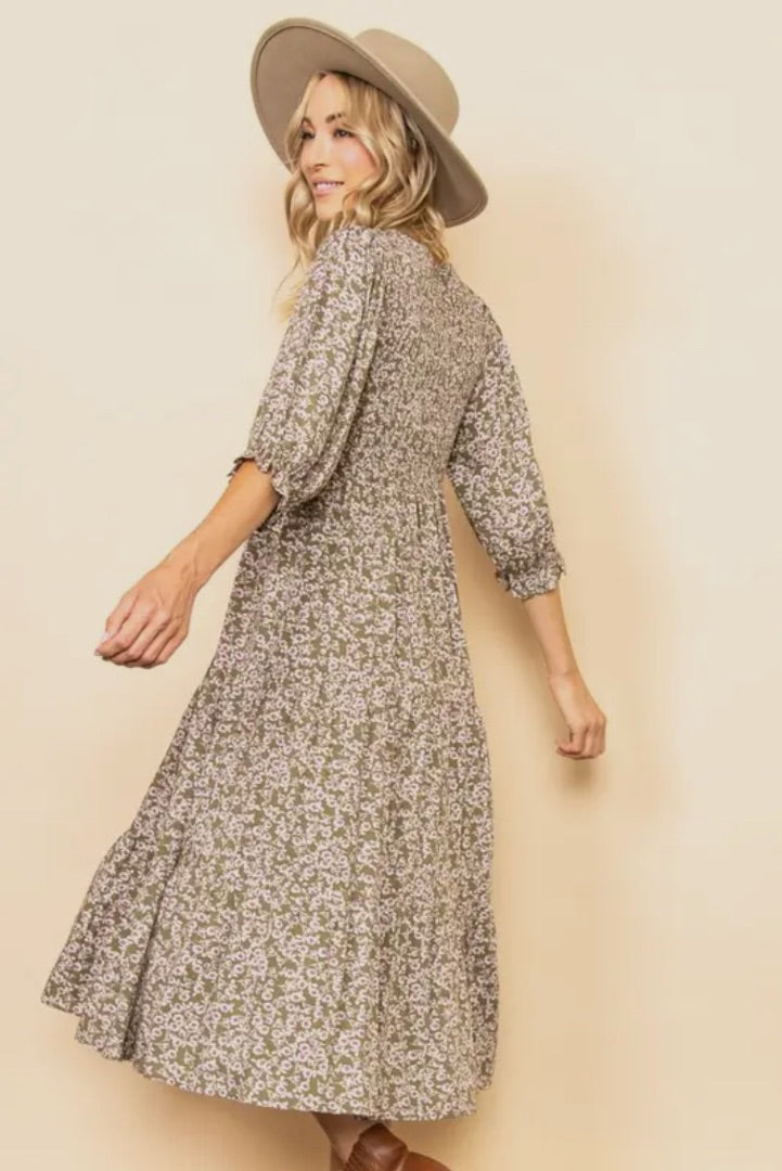 PLUS Elloh Collection Vintage Smocked Midi Dress