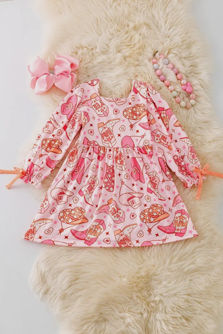 The Shimmer Shack Yee Haw! Pink and Orange Western Dress