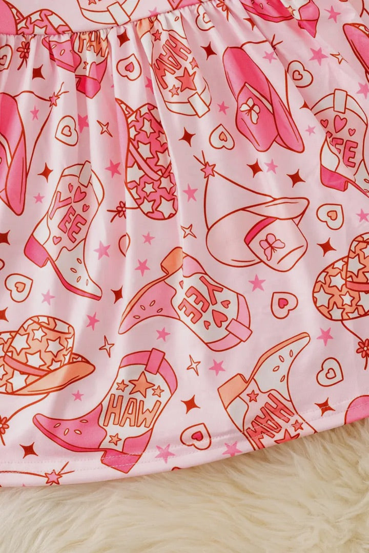 The Shimmer Shack Yee Haw! Pink and Orange Western Dress