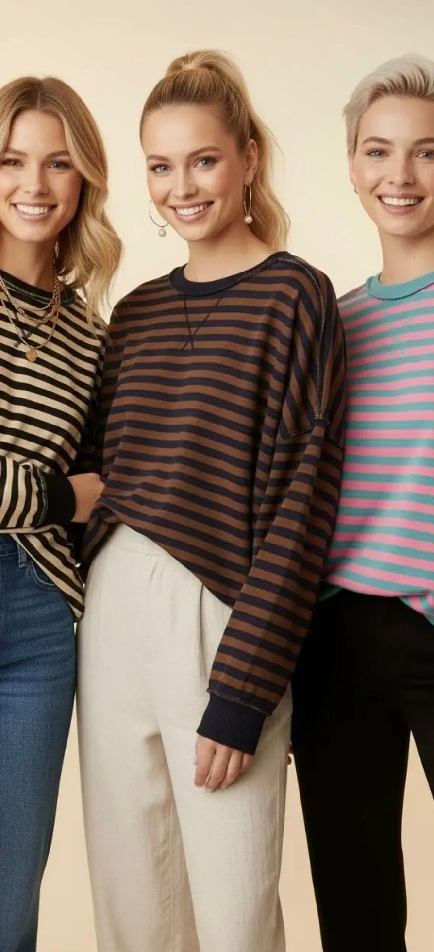 The Shimmer Shack PLUS Striped Drop Shoulder Pullover
